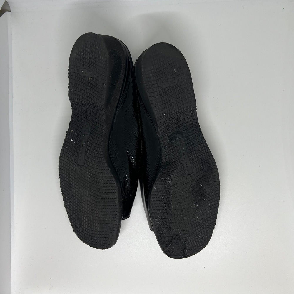 Salvatore Ferragamo Black Patent Leather wedge slides Sz 10 B - Picture 5 of 6